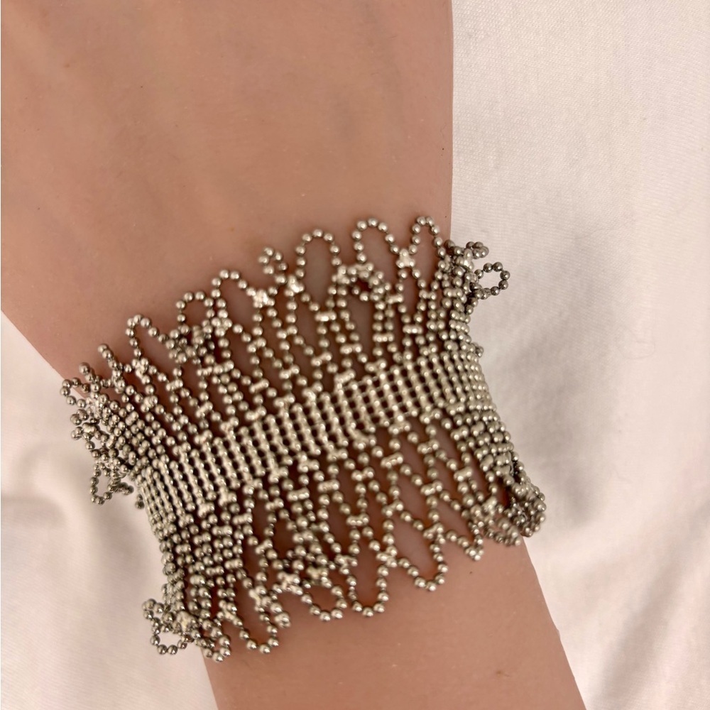 Intricate Silver-Tone Vintage-Style Cuff Bracelet